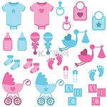 矢量男孩和女孩主题宝宝图像的集