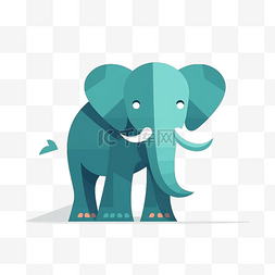 大象插画图片_扁平设计卡通元素大象