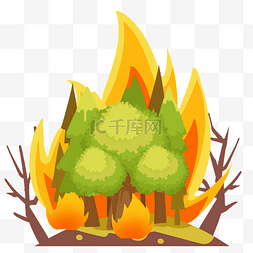 树木着火图片_清明清明节森林防火火灾