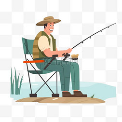 钓鱼折叠椅图片_卡通手绘垂钓钓鱼