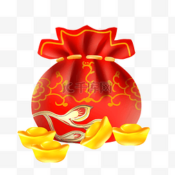 红色春节新年福袋钱袋喜庆
