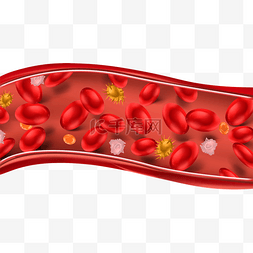 庆祝红色背景图片_人体血管血小板医学插图