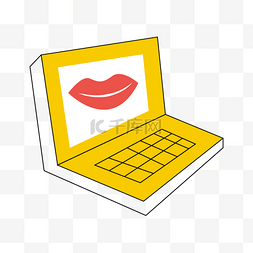 剪影餐饮图片_电脑嘴唇黄色白色图片创意