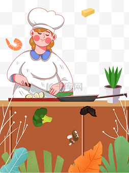 日式厨房用品图片_世界厨师日卡通扁平厨师