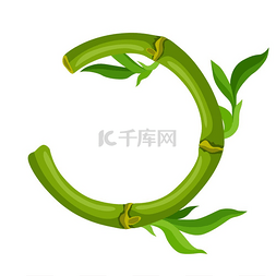 自然竹子图片_与绿色竹茎和叶子的框架。