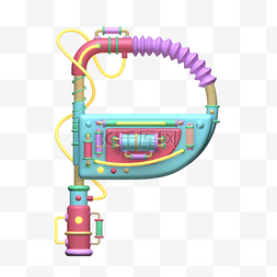 异型螺丝图片_字母p赛博朋克风格玩具3d