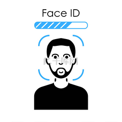 面对身份识别技术面部扫描过程。