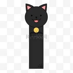 手绘黑色猫图片_黑色猫咪头像可爱动物书签