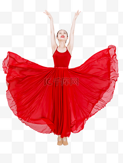 红色裙子跳舞图片_跳舞美女红色裙摆