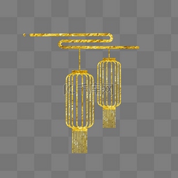 灯笼金边图片_新年国潮风金箔鎏金金边祥云灯笼