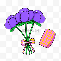 紫色花朵卡通生日剪贴画