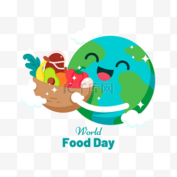 节约粮食卡通图片_世界粮食日抱着食品的地球