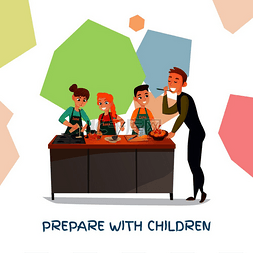 儿童海报设计模板图片_儿童烹饪电视节目与菜肴和配料平