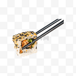 筷子夹着的寿司