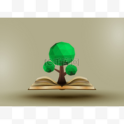 绿色生态封面图片_概念的多边形树.