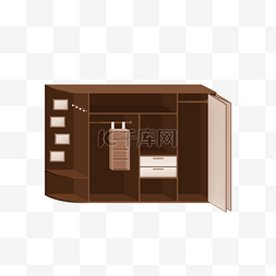 实用的家具图片_打开的棕色大衣柜展示