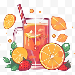 卡通夏日橙汁果汁