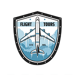 飞行旅游图标与飞机，航空旅行和旅游，矢量航空公司标志。