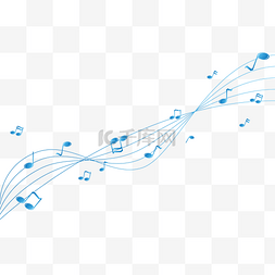 蓝色科技曲线线条图片_蓝色渐变音符可爱素材