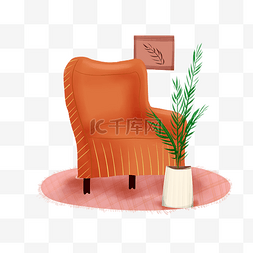 盆栽椅子图片_室内家具棕色沙发椅