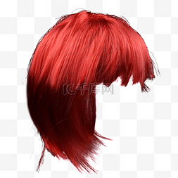 刘海头部图片_女式假发发型红色