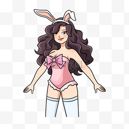 长耳朵卡通兔子图片_兔女郎卡通粉色性感风格