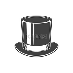 黑色时尚帽子图片_黑色礼帽隔离单色图标矢量复古绅