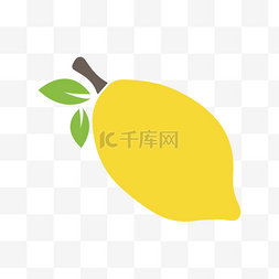 绿色柠檬叶子图片_黄色简约卡通柠檬