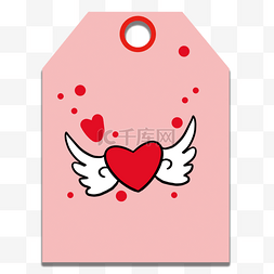 标签爱情图片_带翅膀的爱心图案粉色贺卡
