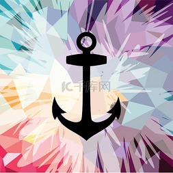 现代彩色几何图片_抽象多彩的锚海军航海主题抽象彩