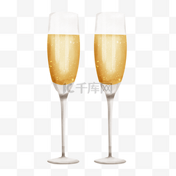 白色气泡图片_两只盛装着酒的香槟杯
