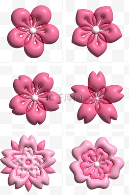 清新粉色春季图片_立体膨胀风花朵花瓣樱花