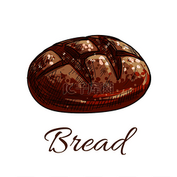 麦片早餐图片_面包店徽章的面包图标。