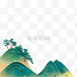 中式四方连续纹样图片_新中式国潮风远山