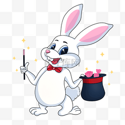 快乐小动物图片_动物魔法师兔子卡通