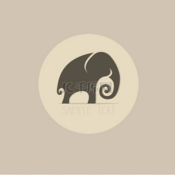 大象剪影矢量 logo 设计模板。动物