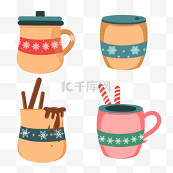 咖啡甜品图标图片_圣诞卡通热饮杯子