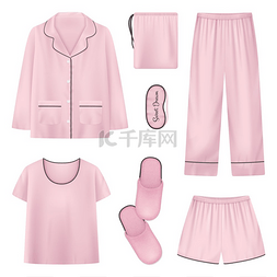 女衬衫图片_粉红色和孤立的现实睡衣家居拖鞋