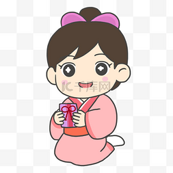 粉色衣服可爱日式卡通女孩