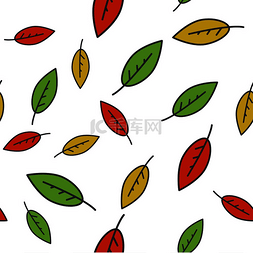 五颜六色的叶子无缝模式。