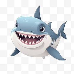 鲨鱼捕食图片_卡通可爱手绘动物小动物元素鲨鱼
