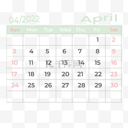2022年4月份日历图片_2022年4月绿色日历