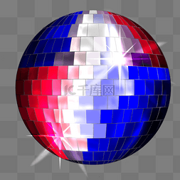 蓝球logo图片_红蓝混合闪耀迪斯科球剪贴画