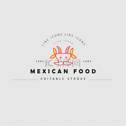 矢量素材标志图片_墨西哥食物的矢量图标和标志。