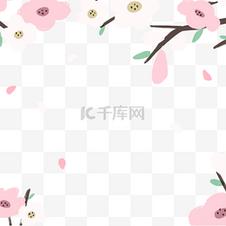 手绘日本春季旅游桃花粉红色花卉