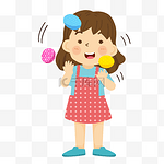 卡通日本传统游戏御手玉女孩站着抛球
