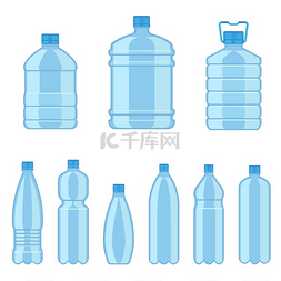 饮料轮廓图片_塑料水瓶平板容器不同容量的液体