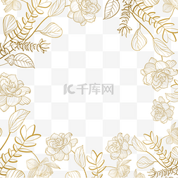 几何线条花纹图片_金色线稿花卉边框