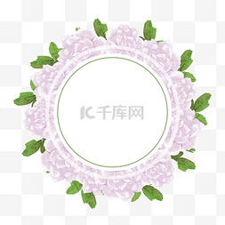紫色浪漫婚礼图片_白玫瑰水彩婚礼圆形边框