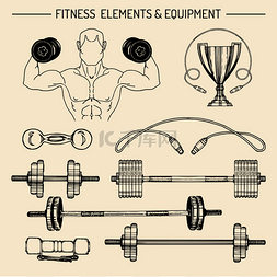 反射图标图片_set of fitness equipments